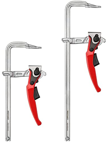 Sargentos Carpintero 300 mm y 200mm, MAXPOWER Abrazadera/Sargento de Barra para Mesa de Acero con Tirador de Palanca - Liberación Rápida - Fuerza máxima de sujeción 180 kg