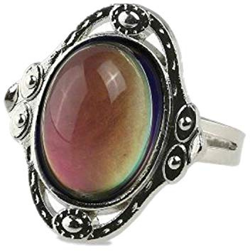 ODETOJOY Bague réglable avec Pierre Ovale à Changement de Couleur, Bague Ovale d'humeur Changeante Bague Ajustable Gypsy Boho