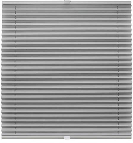 Plissee auf Maß Klemmfix für alle Fenster Montage über Klemmträger bis 27mm Faltrollo Blickdicht Sonnenschutzrollo Fenster-Rollo Hellgrau Breite: 30-40 cm, Höhe: 101-150 cm
