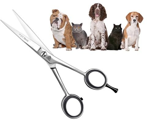 ARSUK Dog Grooming Scissors 7-Inch Professional Japanese Stainless Steel Pet Grooming Scissors for Pets, Sharp Dog Hair Scissors with Fix Screw, Ergonomic Handle & Comfort Grip, Mirror Finish