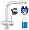 Franke Wellfresh 110-3-Wege-Wasserhahn L-Auslauf Edelstahl Massiv inkl. Britafilter P1000 und Wasseruhr-Digiflow. Küchenarmatur, Spültischarmatur, Mischbatterie, Dreiwege Wasserhahn, Osmoseanlagen
