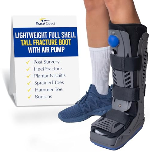 Brace Direct Bota ligera para caminar de carcasa completa con bomba de aire, soporte ortopédico alto para fracturas de pie y tobillo, esguinces, tendinitis de Aquiles, talla L (EE. UU. Zapatos de