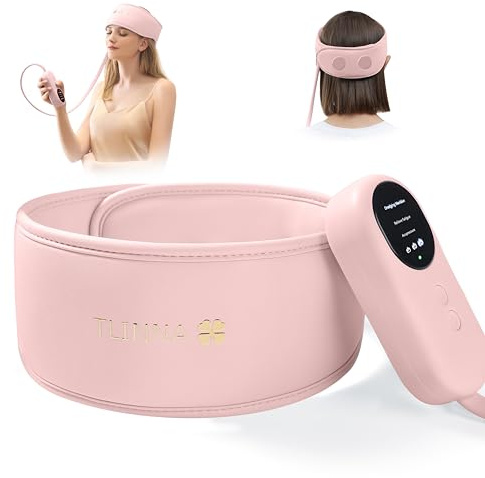 TLINNA Head Massager,Scalp Massager,Relief Headaches,Fatigue,Stress,Sleep aid,Hangover with Airbag Kneading,Constant Temperature Hot Compress for Head (Pink)