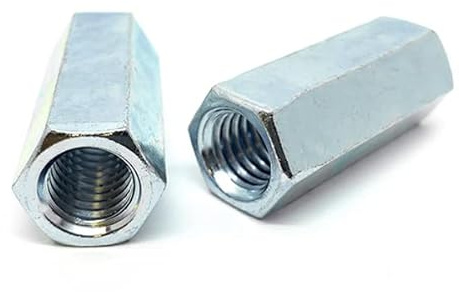 (10 Pieces) 3/8-24 X 1-1/8 Steel Coupling Nuts Zinc
