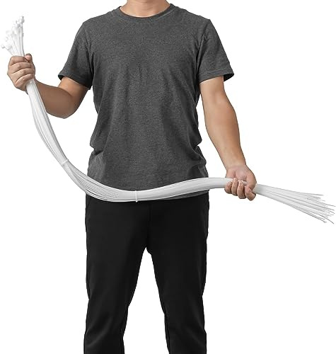 Armpow White 48 inch Zip Ties Heavy Duty 50Pack, 200lbs Ultra Exclusive Strong Plastic Wire Ties, Large Cable Ties Extra Long Tie Wraps, Indoor and Outdoor UV Resistant