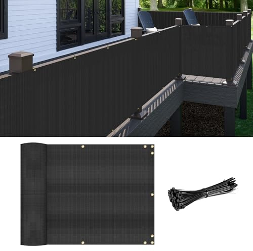Patio 2.5' x 50' Balcony Privacy Screen Apartments Railing Cover, 30 inches Mesh Screens with Zip Ties for Outdoor Privacy Fence, Deck Backyard Temporary Porch Fencing, Black