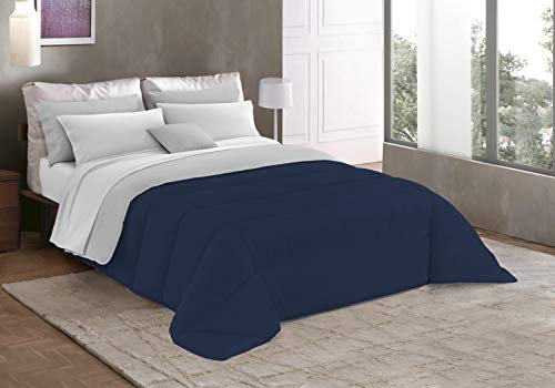 Italian Bed Linen Couette d'hiver Basic Couleur Unie, Bleu foncé/Gris, 160 x 240 cm