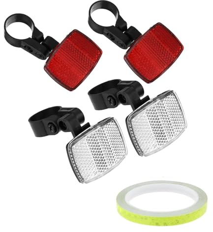 Norhogo Rückstrahler Fahrrad mit Accessoires Fahrrad-Zubehör, 5 Stück Fahrrad Reflektor mit 8m Reflektorband Frontreflektor Rückstrahler für Mountainbike Motorrad MTB