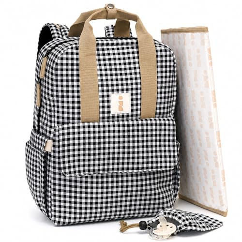 ANCRIVE,Mochila carro bebe impermeable con cambiador, mochila para carro bebe con 7 compartimentos y 9 bolsillos, ideal para hospital maternidad, paseos y viajes, mochila pañalera para mamá y papá