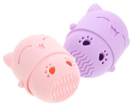 FRCOLOR 2pcs Silicone Cat Makeup Sponge Holder Travel Case for Beauty Sponges Cosmetic Storage Box Dustproof Design for Home Use