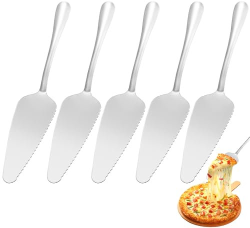 5 Pezzi Pala per Torta, Pala per Dolci in Acciaio Inox, Palette da Dolce con Bordo Seghettato, Spatole per Torte, Spatola per Dolci in Acciaio Inox per Cucine, Ristoranti, Feste, Pizze, Crostate