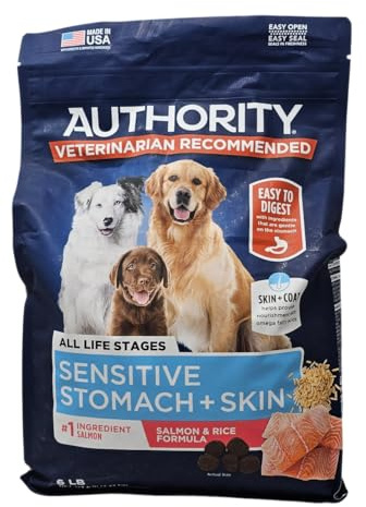 Authority Sensitive Stomach and Skin Salmon Rice Formula Dry Dog Food, 6 Pound Bag