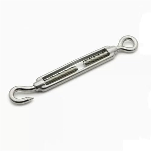 Tendifilo a tenditore con gancio e occhio, Gancio di regolazione del tenditore in acciaio inossidabile 304 Vite del cavo del connettore Tenditore del cavo metallico Bullone più stretto(M8)