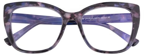 SKYWAY Occhiali Oversize da Donna a Luce Blu, Occhiali da Gioco per Computer con Montatura Quadrata a Occhio di Gatto e Cerniera a Molla,Tartaruga Viola