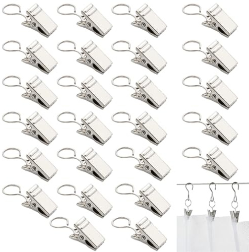 OUDQFCJ Juego de 25 piezas de ganchos para cortina, rieles, clips de polea, argollas para cortinas, accesorios para el hogar, barras de cortina, ducha y riel techo