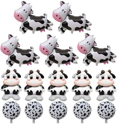 DGHEGDUI 15 Globos De Dibujos Animados, Decoraciones Navideñas para Niños, Decoraciones para Fiestas, Lindos Globos De Vaca, Accesorios para Fotos De Celebración.