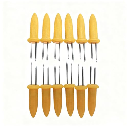 Bestac Stainless Steel Corn Cob Skewers Heat-Resistant Grill & BBQ Handlers for Easy Cooking and Serving (12)