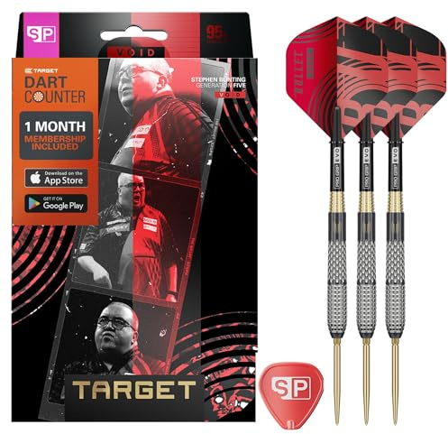 Target Darts Stephen Bunting G5 Void Steel Tip Swiss Point Darts, 23G | 95% Tungsten Dart Set, Player Edition Black & Gold, Pro Grip Shafts & No.2 Flights, Including SP Tool