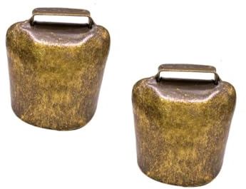 LOORGVEL Campanelle Antifurto in Ferro per Animali da Allevamento 2 Pezzi Campane Ornamentali Vintage Suono Forte per Cavalli e Mucche Bronzo 62g