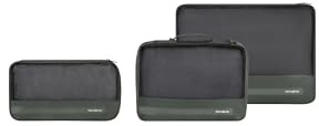 Samsonite TA Revolution - Packningskuber Set 3 Delar, Högkvalitativ Rese- & Resväskeorganisatör, Packningskuber för Semester, Bagageorganisatör för Resväska och Ryggsäck, Grön