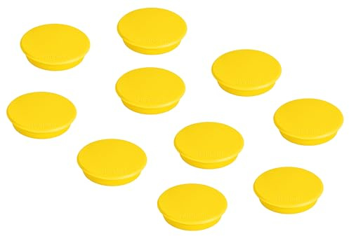 FRANKEN Magnete Rund, 10 Stück, Hochwertige Haftmagnete für Büro, Haushalt, Werkstatt, ideal für Whiteboards, Kühlschrank, Plantafeln oder Schaukästen, 24 mm, Gelb, HM20 04