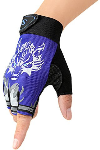Moonlove Gants Vélo Enfant Gants Sport Enfant Gants Moto Mitaine Gant Musculation Gants de Fitness Gants Antidérapant Antichoc Gants de Demi -Doigt pour VTT Halterophilie Gym