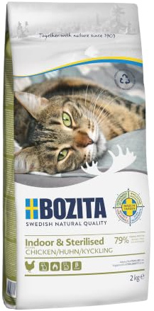 BOZITA Pollo Interior y esterilizado - Alimento seco para Adultos principalmente Gatos Que Viven en Interiores, 2 kg