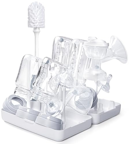 Termichy Space-Saving Baby Bottle Drying Rack with Removable Sticks Compact Brush Suit for Travel Camping Outdoor(Grey)
