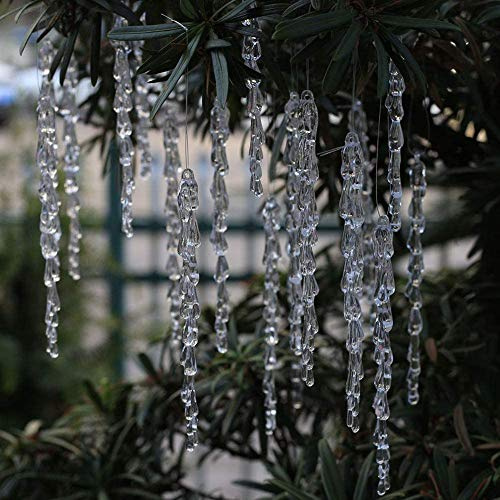 ToBeIT Chrismtas Tree icicles 50 pcs Acrylic Icicle Ornament Set for Chrismtas Decoration(50pcs Icicle)