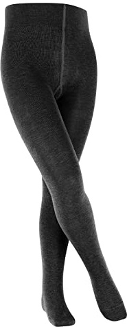 FALKE Unisex Kinder Strumpfhose Family K Ti nachhaltige Baumwolle dick einfarbig 1 Stück, Grau Anthracite Melange 3080, 122-128