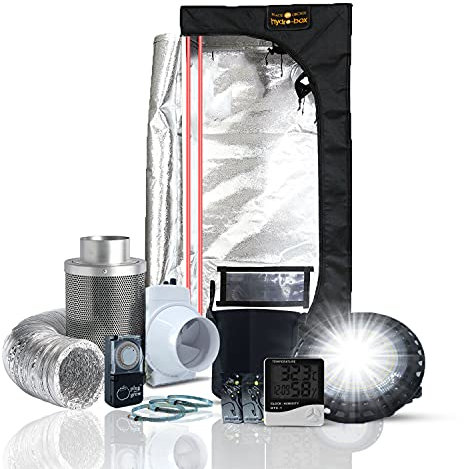 Black Orchid Kit completo per coltivazione idroponica a LED da 100 W, 80 x 80 x 160 cm, colore nero