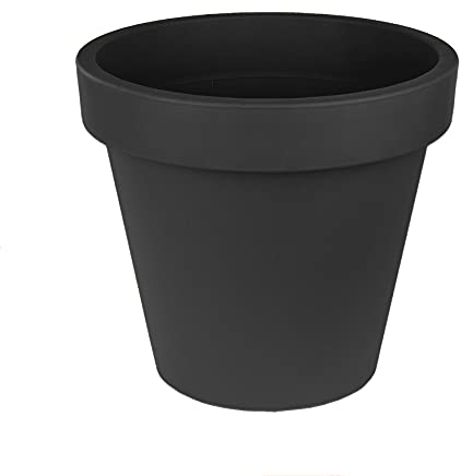 BigDean XL Blumentopf Ø 50 cm aus Kunststoff - Anthrazit - Pflanztopf Containertopf Übertopf Pflanzkübel rund - Drainage-Möglichkeit
