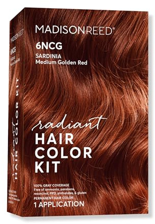 Madison Reed Radiant Hair Color Kit - 6NCG Medium Golden Red with Copper Tones (Sardinia Red), Dimensional Gray Hair Blending Permanent Hair Dye, PPD-Free & Ammonia-Free, 1 Pack