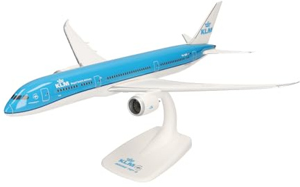 Herpa Snap-Fit flygplansmodell KLM Boeing 787-9 Dreamliner – PH-BHP “Tulp/Tulip”, miniatyr i skala 1:200, samlarobjekt, modell med ställ, plast