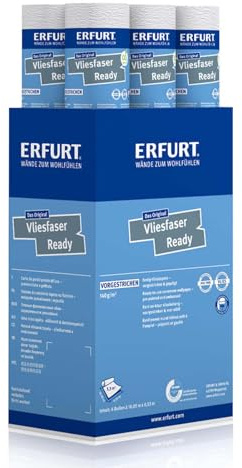 Erfurt Carta da parati in tessuto non tessuto Ready 304 bianca stampata in tessuto non tessuto, con struttura verniciabile, 6 rotoli, 10,05 x 0,53 m