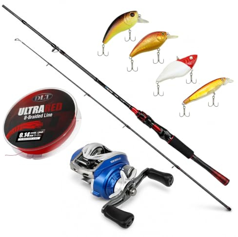 Eurocatch Baitcaster fiskespöset - Längd 2,10m - inkl. 200m flätad lina - Fiskeset - Combo