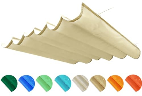 WIGING Retractable Wave Sun Shade Sail, Waterproof Rainproof UV Resistant Sun Protection Canopy Cover With Mounting Kit For Outdoor Pergola Patio Porch Garden