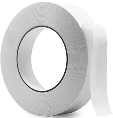 Rusoz Duct Tape Heavy Duty, Super Sticky Adhesive Cloth Repair Tape 20 m X 25 mm Water Resistant Gaffer Tape for Pipe, Carpet Splicing, Sealing, Repairs, Marking, White