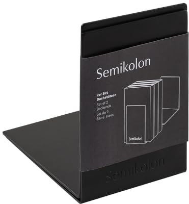 Semikolon 372057 Buchstützen 2er Set - pulverbeschichtetes Metall - bookends 11 x 15 x 15 cm - schwarz matt
