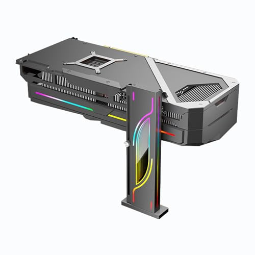 GPU Support Bracket, 3Pin 5V RGB Grafik Grafikkortstag med Höjdjusterbar, Magnetisk Bas, Grafikkortshållare för Universellt Grafikkort (Svart)