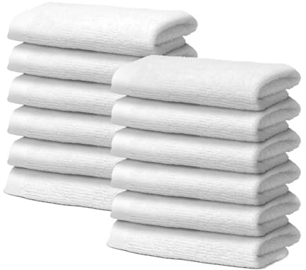 Giovanni Dolcinotti | 12-pack ansiktshanddukar i 100% bomull - 30 x 30 cm - extra absorberande och snabbtorkande - för badrum, spa och gym - vit - Orlando modell