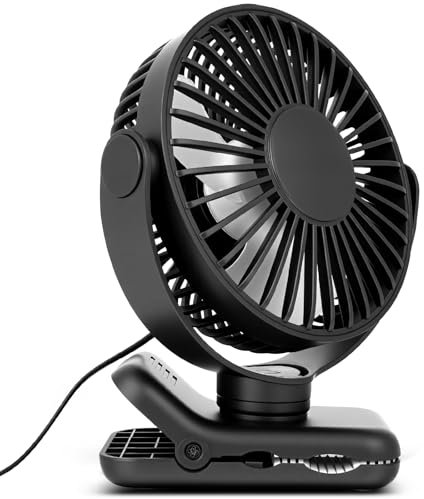 AXFEE USB Ventilator, Mini USB Tischventilator Leise, Clip Ventilator, 360° Rotation Tischventilatoren, 3 Geschwindigkeiten Starker Wind Tischventilator, für Home Office Schlafzimmer Tisch Desktop