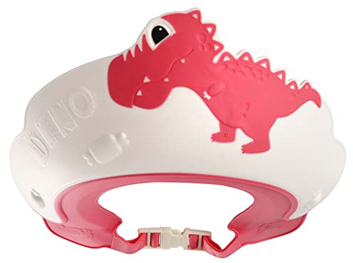 VGEBY Cuffia da bagno per bambini, elastica e confortevole, cuffia da doccia a forma di dinosauro di Desin animazione, protezione per orecchie e occhi per bambini (blu (rosso)
