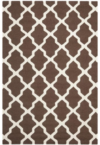Safavieh Trellis Indoor Hand Tufted Rectangle Area Rug, Cambridge Collection, CAM121, in Dark Brown / Ivory, 91 X 152 cm for Living Room, Bedroom or Any Indoor Space