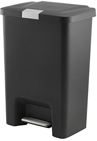 Addis Premium Plastic Pedal Bin with Stainless Steel Locking, Black