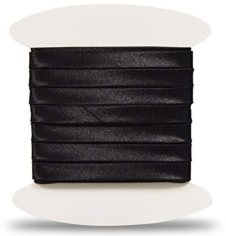 Schöne Satin schrägband - Satin schrägband ideal für raffinierte Abschlüsse sowohl an der Außenseite Ihrer Kreationen als auch zum Abdecken Ihrer Nähte. (Um 5 Meter, Schwarz)