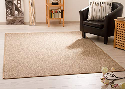 Steffensmeier Teppich Meddon XL | Robuste Schlinge für Esszimmer Küche Flur Hobbyraum Büro in Sand, GUT Siegel, Größe: 80x300 cm