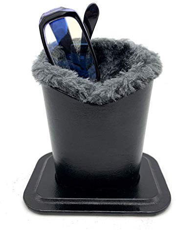 KOSTOO Eyeglasses Holder with PU Leather Velvet Plush, Protective Eyeglasses Holder Stand Case for Home Office and School (Black PU with Black Velvet)