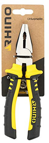 RHINO - Pince universelle 175 mm à forte démultiplication - Fabriqué en Acier haute qualité - Coupe & Serre - Manche ergonomique bi-matière - Garantie à vie - Plusieurs tailles disponibles