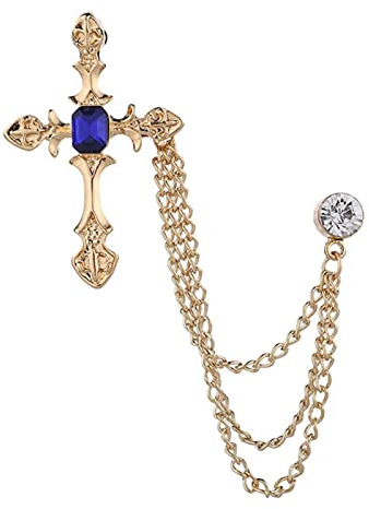 HCMA Nouveau métal Croix Broche Cristal Strass Gland chaîne épinglette Mode Hommes Costume Badge pour Femmes Accessoires